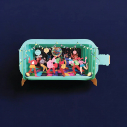 3D Pop Up Carte Postale "Disco Party" - Bibop et Lula