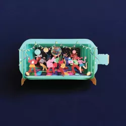 3D Pop Up Carte Postale "Disco Party" - Bibop et Lula
