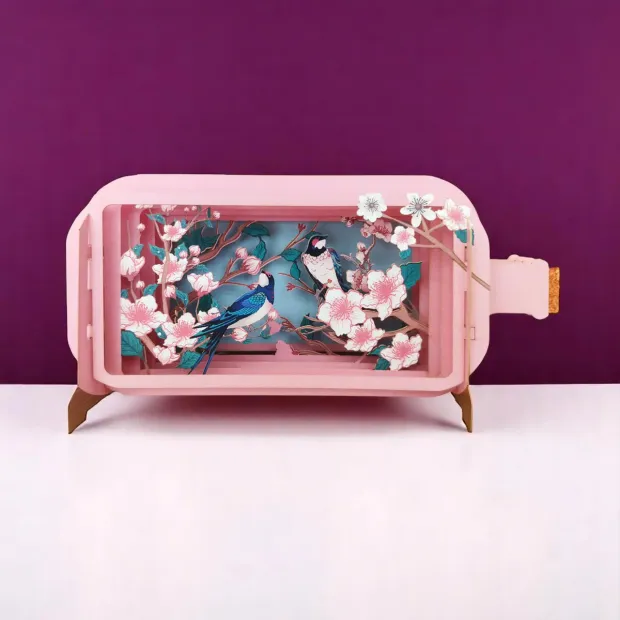 3D Pop Up Carte Birds and cherry blossom