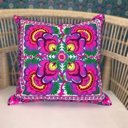 Housse de coussin brodé Lao Violet - Bibop et Lula