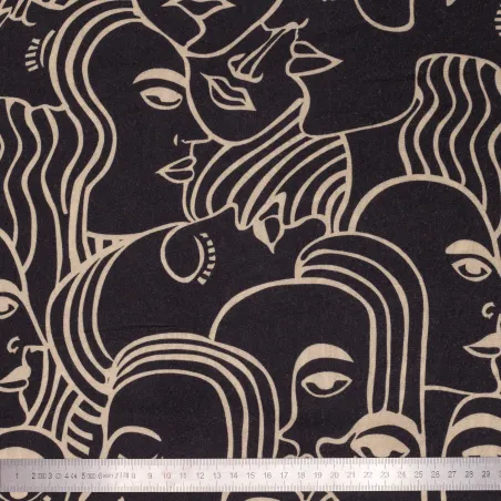 Tissu viscose Dancing Faces