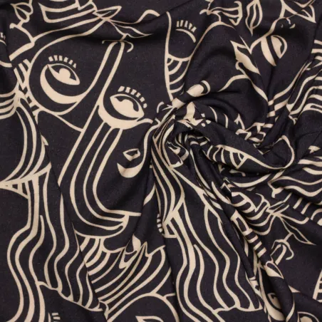 Tissu viscose Dancing Faces