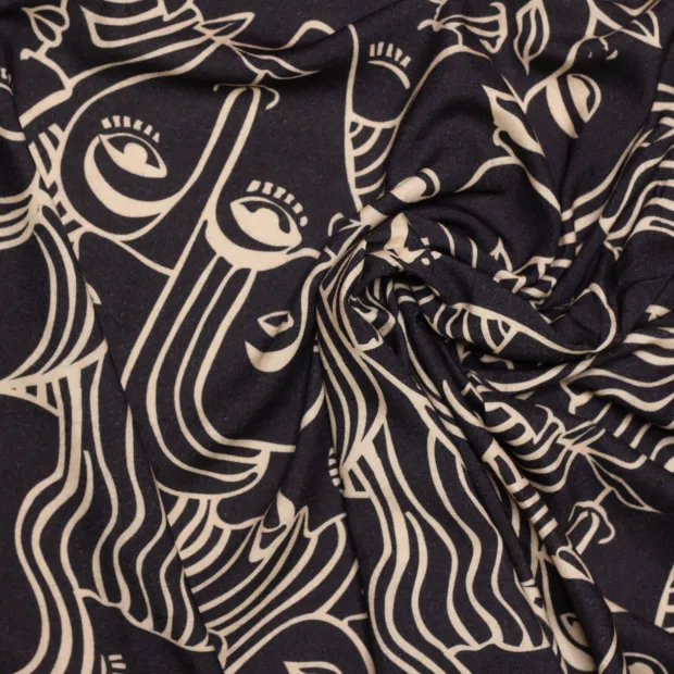 Tissu viscose Dancing Faces