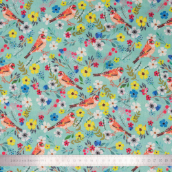 Tissu viscose Pink Parakeets - Bibop et Lula