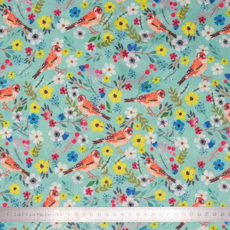 Tissu viscose Pink Parakeets