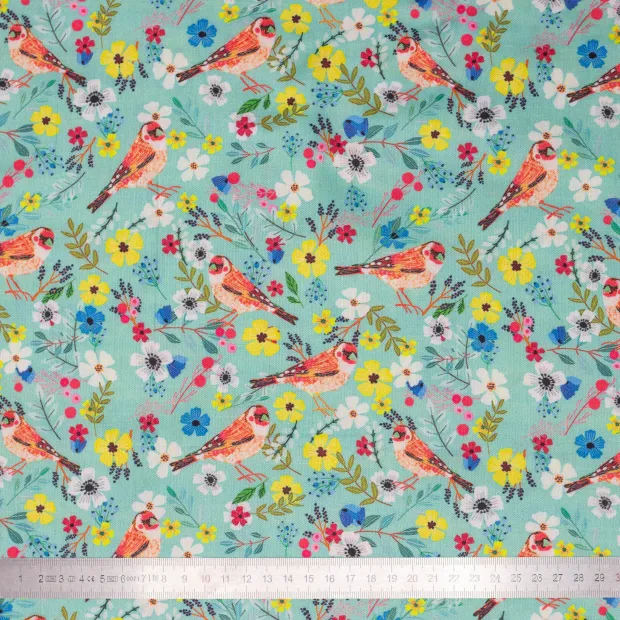 Tissu viscose Pink Parakeets