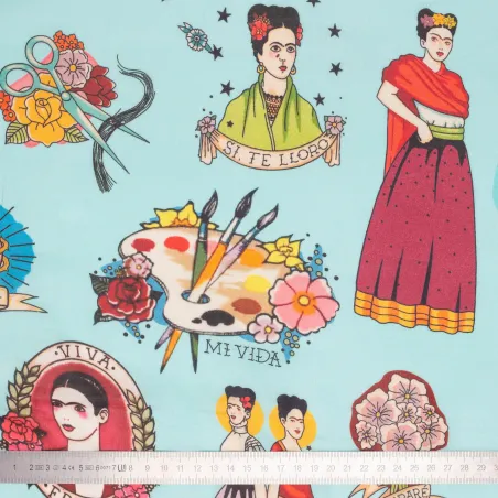 Tissu coton Frida-ciel