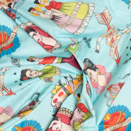 Tissu coton Frida-ciel