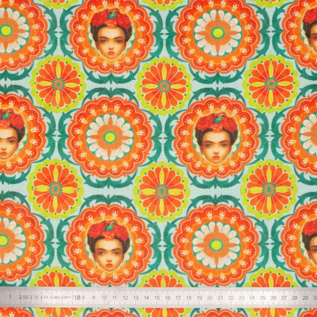 Tissu coton lin Pequena Frida