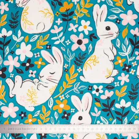 Tissu coton lin Los Conejos