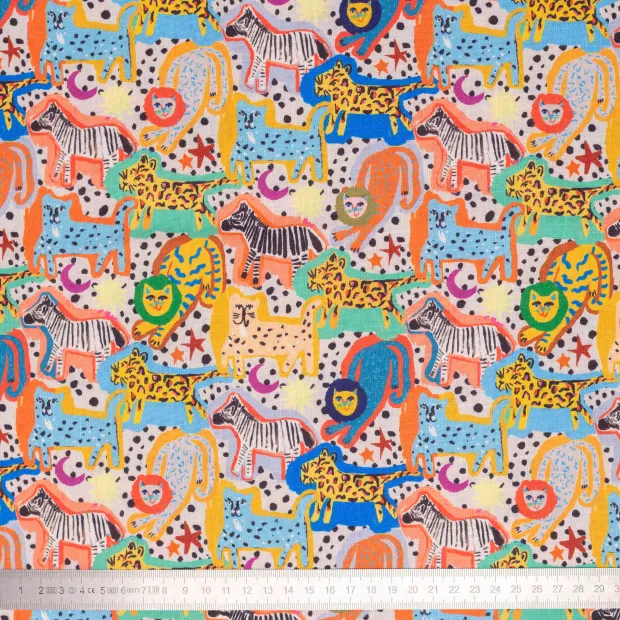 Tissu coton lin ANIMAUX