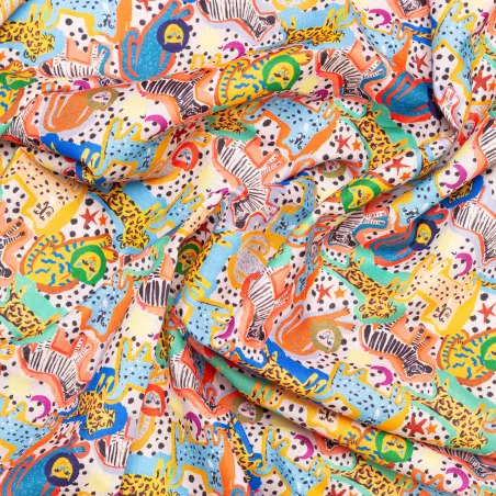 Tissu coton lin ANIMAUX