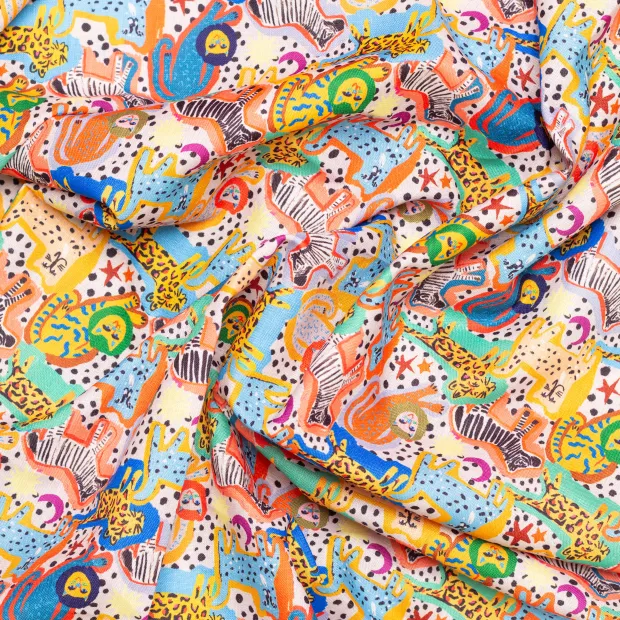 Tissu coton lin ANIMAUX