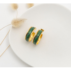 CALIE boucles d'oreillespetite créole "LEAF VERT" - Bibop et Lula