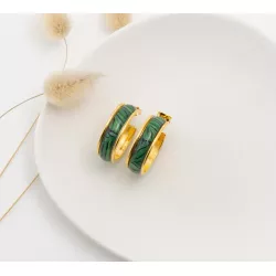 CALIE boucles d'oreilles petite créole "LEAF VERT" - Bibop et Lula