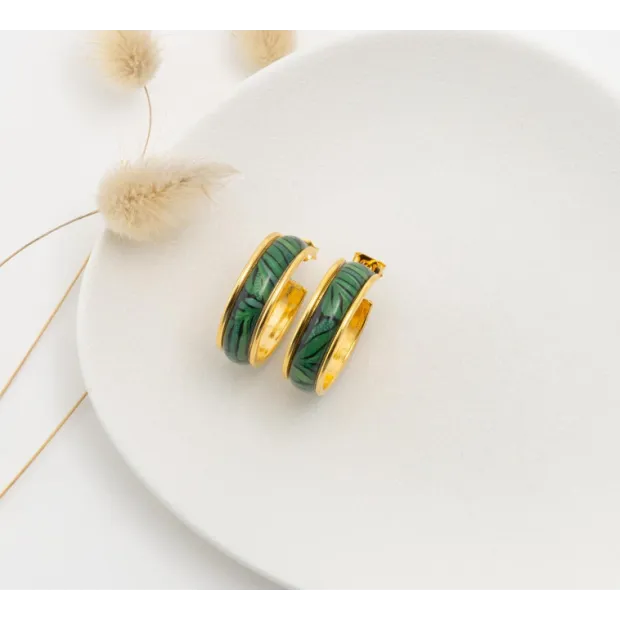 CALIE boucles d'oreillespetite créole "LEAF VERT"