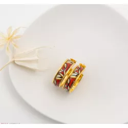 CALIE boucles d'oreilles petite créole "PALME TERRACOTTA " - Bibop et Lula