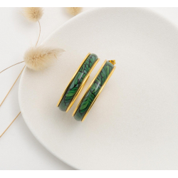 CALIE boucles d'oreilles grande créole "LEAF VERT" - Bibop et Lula
