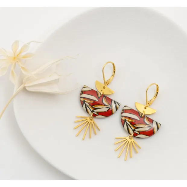 ANGELE boucles d'oreilles "PALME TERRACOTTA"