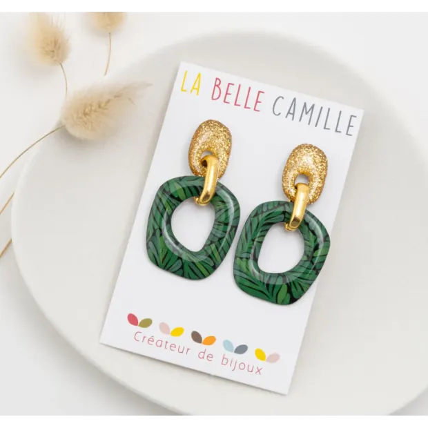 BRIGITTE boucles d'oreilles "LEAF VERT"