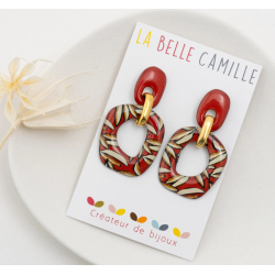 BRIGITTE boucles d'oreilles "PALME TERRACOTTA" - Bibop et Lula