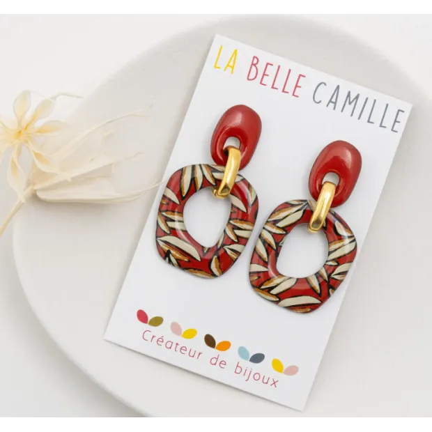 BRIGITTE boucles d'oreilles "PALME TERRACOTTA"