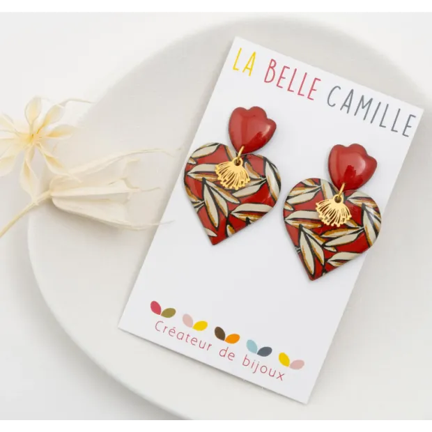 EX VOTO boucles d'oreilles "PALME TERRACOTTA"