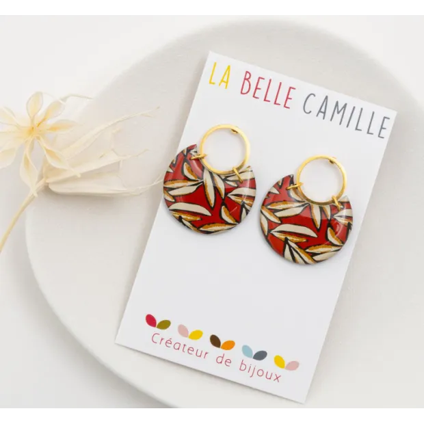 CAROLE boucles d'oreilles"palme terracotta"
