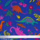 Tissu coton Dinosaures bleu roi - Bibop et Lula