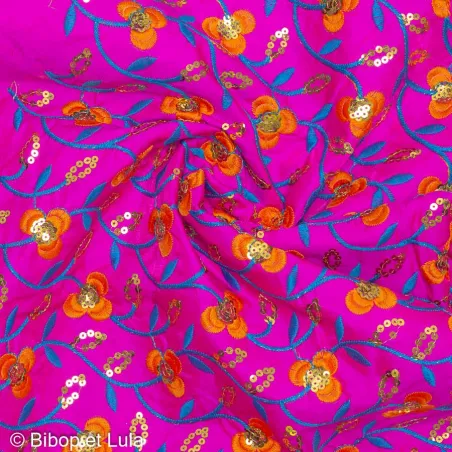 Tissu indien Bollywood brodé de sequins Pindara