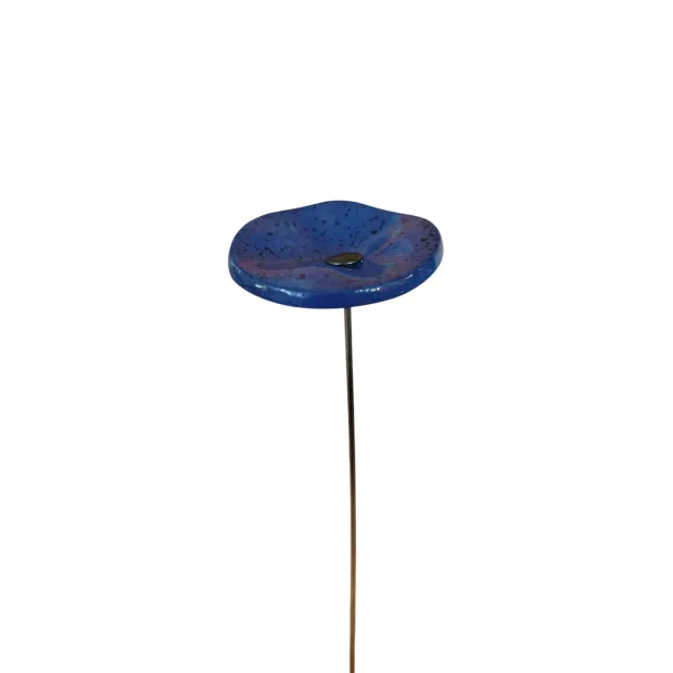 Fleurs en verre bleu moucheté coquelicots - Petit