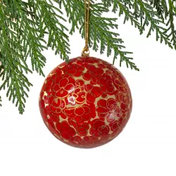 Boule de Noël fleurs rouges - Bibop et Lula