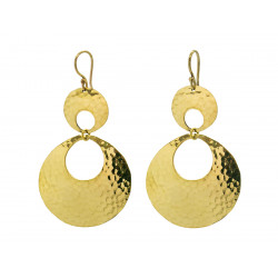 Boucles d'oreilles rondes laiton martelé - Bibop et Lula
