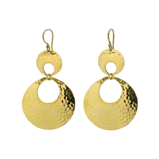 Boucles d'oreilles rondes laiton martelé