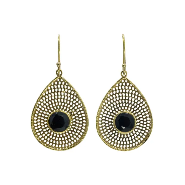 Boucles d'oreilles goutte dentelle noire