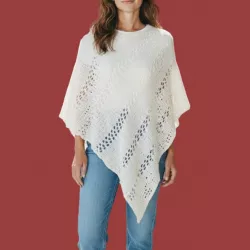 Poncho en laine ajourée Blanc - Bibop et Lula