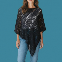 Poncho en laine ajourée Noir - Bibop et Lula