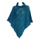 Poncho en laine col boule motif ajouré Bleu pétrole - Bibop et Lula