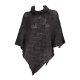 Poncho en laine col boule motif ajouré Noir - Bibop et Lula