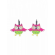 Boucles d'oreilles Hiboux vert et rose - Bibop et Lula