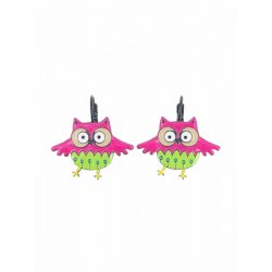Boucles d'oreilles Hiboux vert et rose - Bibop et Lula