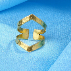 Bague laiton double en laiton martelé - Bibop et Lula