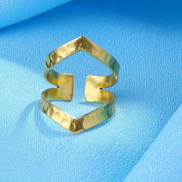 Bague laiton double en laiton martelé