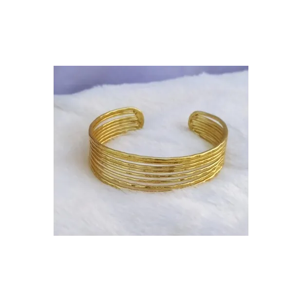 Bracelet manchette à rang martelé