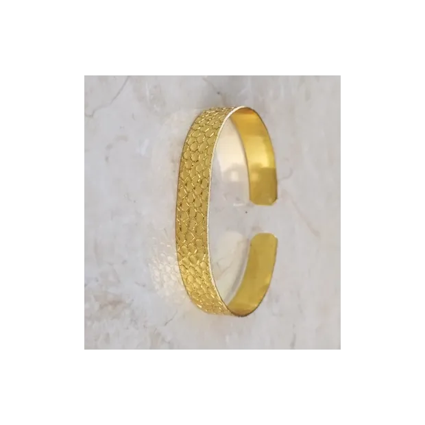 Bracelet manchette laiton imprimé tâches arrondies