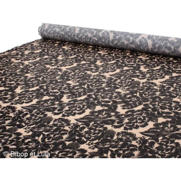 Tissu Enduit Black Bloom