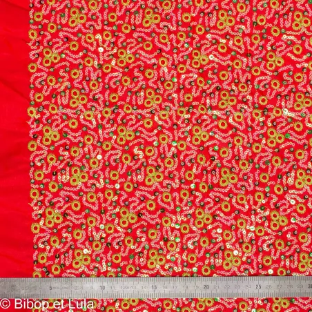Velours Bollywood rouge brodé