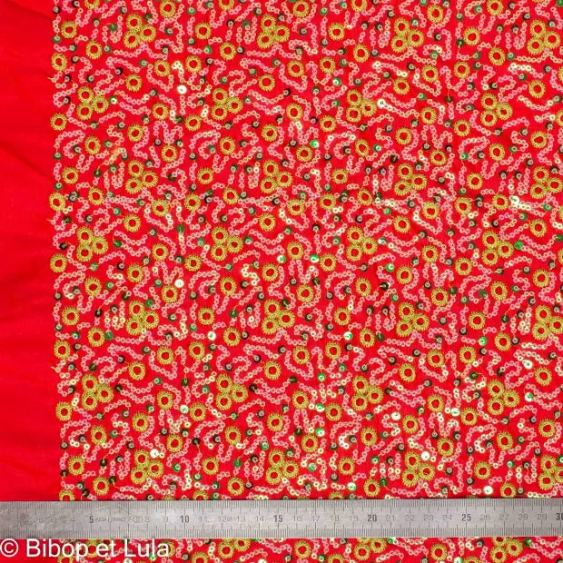 Velours Bollywood rouge brodé