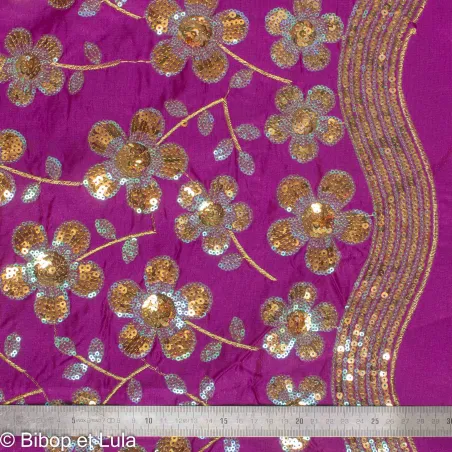 Velours Bollywood magenta brodé