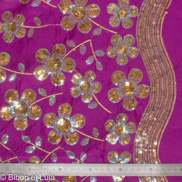 Velours Bollywood magenta brodé
